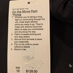 Lululemon on the move pant size 10
